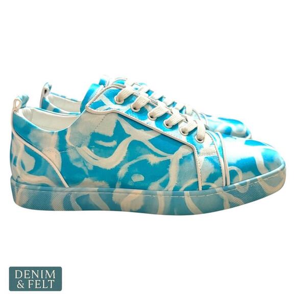 Christian Louboutin Louis Junior Spikes Low Top Sneakers Blue White Size 42 main image 4